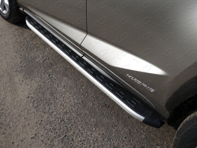 Пороги алюминиевые ТСС с накладкой для Lexus NX-300h 2014-2017