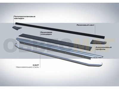 Пороги алюминиевые Rival Premium для Нива ВАЗ 2121 1973-2021