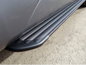 Пороги алюминиевые Slim Line Black для Renault Duster № RENDUST12-18B