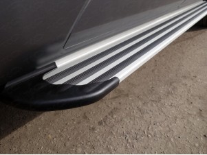 Пороги алюминиевые Slim Line Silver для Renault Duster № RENDUST12-18S