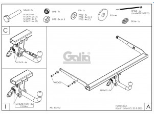 ТСУ Фаркоп оцинкованный Galia шар C съемный для Ford Kuga № F113C