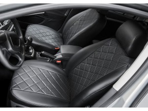Чехлы Rival экокожа черные Ромб на спинку 40/60 для Chevrolet Aveo № SC.1007.2