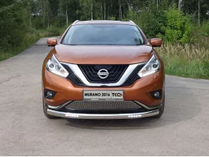 Защита передняя овальная с ДХО 75х42 мм для Nissan Murano № NISMUR16-05
